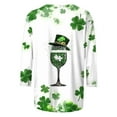 thumbnail image 4 of Saint Patricks Day Shirt Women Casual Round Neck Tshirts Shamrock Graphic Tees 3/4 Sleeve Loose Fit Blouse Festival Tops, 4 of 5