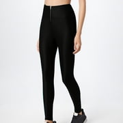 Soki Women's Leggings Faux Leather Zipper Sports Bottom Yoga Pants