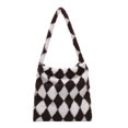 thumbnail image 1 of Sywqhk Bolso De Compras Con Estampado De Cuadros Retro Para Mujer, Bolsos De Hombro De Felpa Informales (Café) Sywqhk Para estrenar, 1 of 9