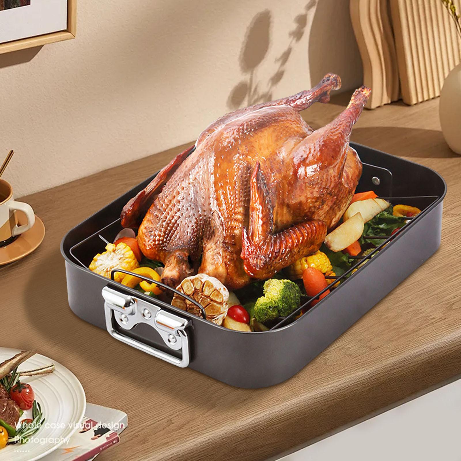 Premium Carbon Steel Nonstick Roasting Pan Set for Oven - Ideal for ...