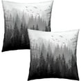 thumbnail image 3 of Gray White Forest Pillow Covers 22x22 Inch Set of 2, Black Grey Trees and Mountain Square Throw Pillow Case Decorative Cushion Cover Soft Cotton Pillowcase for Home Couch Bed Sofa, 3 of 6