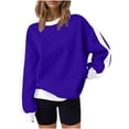 thumbnail image 4 of Scyoekwg Women's Sweatshirts Fall Casual Crewneck Oversized Sweatshirts Color Block Long Sleeve Pullover Fall Clothes (Purple,XXL), 4 of 4