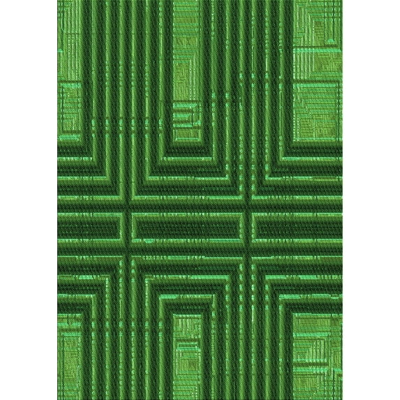 Ahgly Company Machine Washable Indoor Rectangle Transitional Deep Emerald Green Area Rugs, 7' x 10'