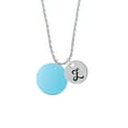 thumbnail image 2 of Delight Jewelry Acrylic 1" Disc Hot Blue Imitation Pearl Silvertone Script Initial Disc - Z - Charm Necklace, 20"+3", 2 of 4
