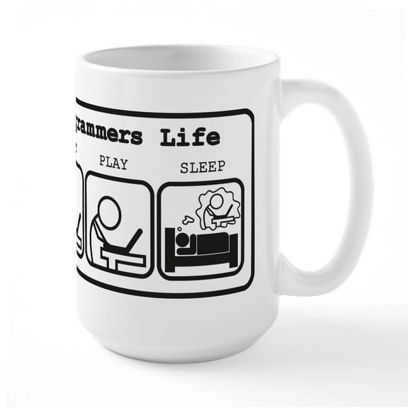 CafePress - Unique The Programmers Life Mug - 15 oz Ceramic Large White Novelty Mug