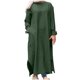 thumbnail image 1 of Vestido largo liso a media pierna con cuello redondo y bolsillos sueltos a la moda para mujer Fridja  yut2138, 1 of 9