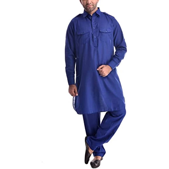 Royal Kurta Mens Cotton Linen Pathani Suit