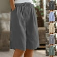 thumbnail image 2 of Vhkiploz Linen Jogger Pants for Womens High Pull-on Waisted Sweatshort Casual Knee Length Active Workout Shorts with Pockets, 2 of 9