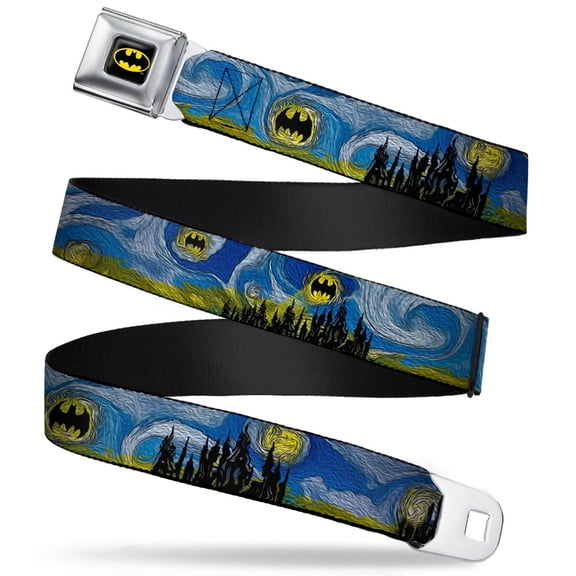 DC Comics, Seatbelt Buckle Belt, Batman Dark Starry Night, 34 to 52 Inches