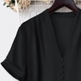 thumbnail image 5 of HAPIMO Women's Trendy Loose Tops Tunic Clearance Summer Tees Short Sleeve V Neck Button Pullover Elegant Casual Relaxed Blouses for Teen Girls Solid Color Black XL, 5 of 7