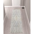 thumbnail image 2 of 10' Gray And Blue Abstract Hand Woven Runner Rug, 2 of 5