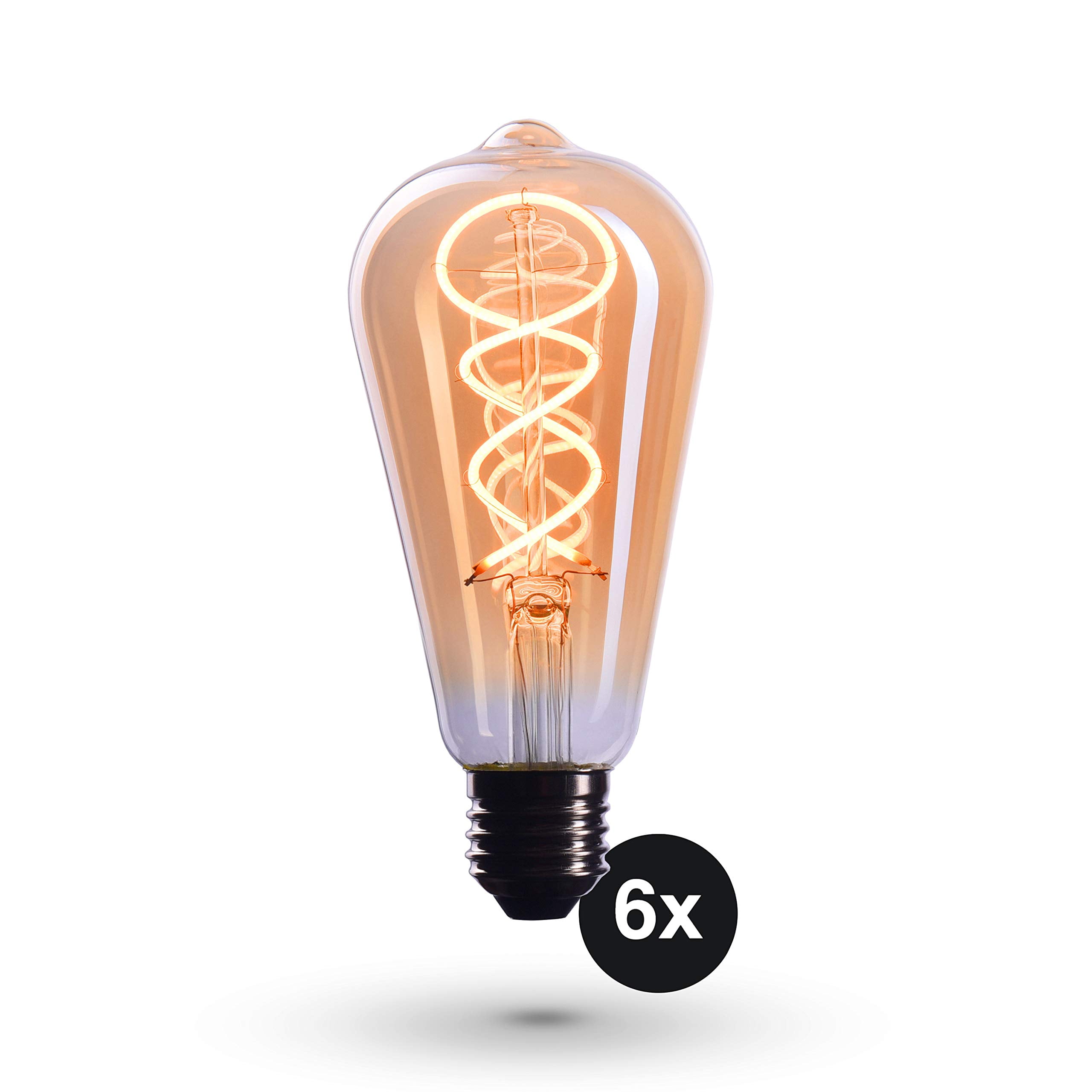 CROWN LED EL17 Decorative Light Bulb 3 Count (Pack of 1) - 40W Equivalent Vintage Filament Lamp Bulbs, E26 Base, Dimmable, 2200K Warm White