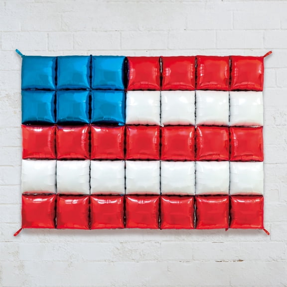 Celebrate It Red, White & Blue Foil Balloon Flag Kit , Red, White, & Blue Party Supplies and Decorations for Memorial Day, Independence Day