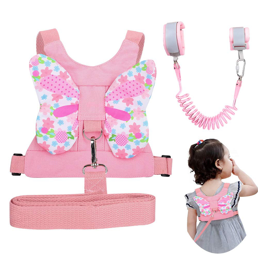 Accmor Butterfly Anti-Lost Child Harness Safety Leashes Cute Kids Walking Assistant Strap Belt for 1-5 Years Baby Girls to Outdoor Toddler Harness with Leash 
