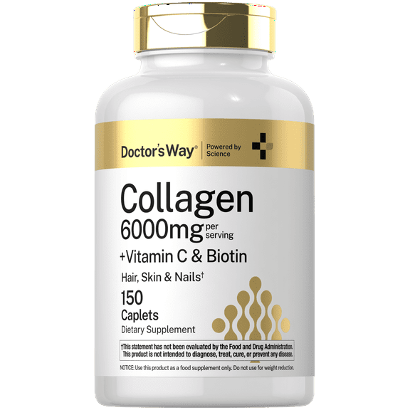 Collagen Complex | 150 Caplets | with Vitamin C and Biotin | Non-GMO, Gluten Free | by Doctor's Way