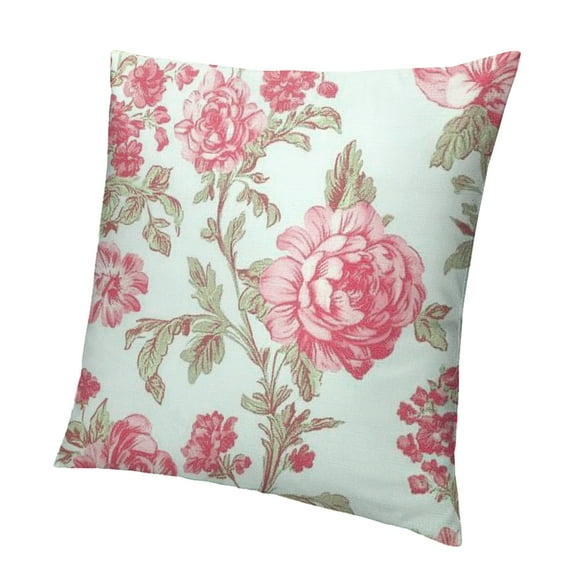 Autua Pink and White Floral Pillow Covers, Vintage Chinoiserie Flower Throw Pillow Covers Outdoor Decorative Pillow Case for Couch Bed Sofa Cushion Home Decor 12x12in