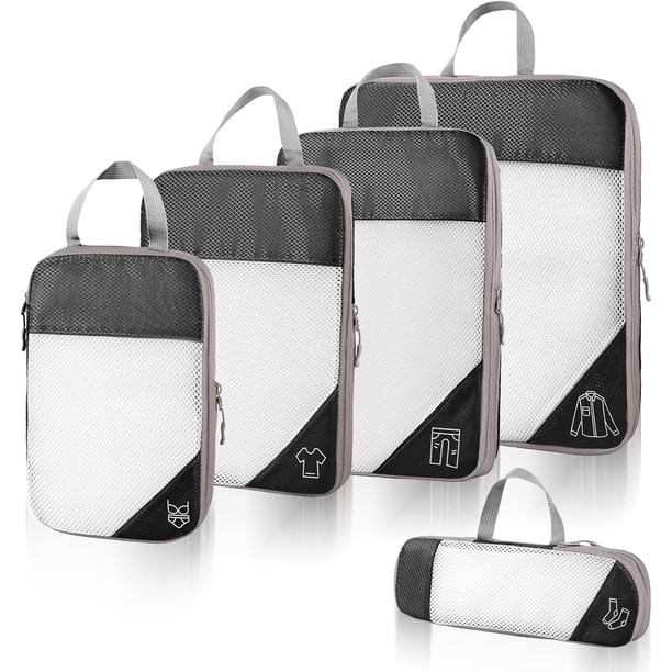 5PCS Bolsas de Viaje Organizr, Bolsas Organizras Compresión Impermeables, con Cremalleras Reforzadas, Organizres de Expandibles para Equipaje, para Ropa, Cosméticos, Accesorios, Zapatos