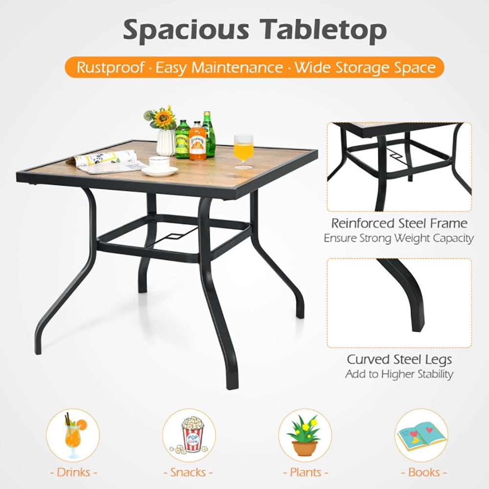 Aimee Lii Patio Metal Square Dining Table for Garden and Poolside, Outdoor Patio Furniture Set Aimee Lii Patio Metal Square Dining Table for Garden and Poolside, Outdoor Patio Furniture Set
