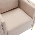 thumbnail image 6 of Modern Linen Armchair, Upholstered Tufted Button Accent Chair Club Chair with Steel Legs, Comfy Single Sofa Chair with Wide Padded Seat and 1 Pillow, Lounge Chair for Living Room Bedroom Office, 6 of 7