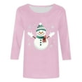 thumbnail image 4 of Cadancy Women's 3/4 Sleeve Tops Christmas Snowman Vintage Holiday Shirts Plus Size Dressy Party Winter Shirt Crewneck Xmas Funny Casual Loose Blouses, 4 of 5