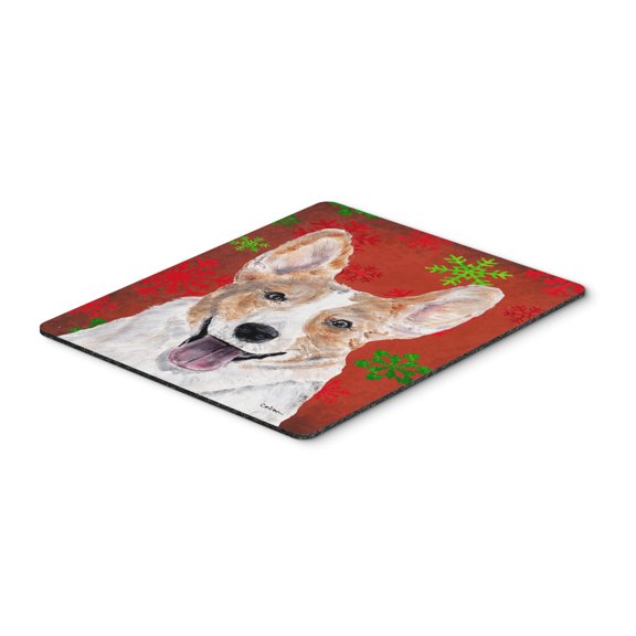 "Cardigan Corgi Red Snowflakes Holiday Mouse Pad Hot Pad or Trivet"