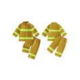 thumbnail image 2 of RUINIXCW Kids Toddler Baby Boy Girl Halloween Firefighter Costume Fall Winter Birthday Outfit Reflective Striped Button Down Collared Long Sleeve Shirt and Pants Set, 2 of 8