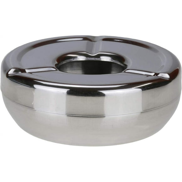 Stainless steel ashtray with solid lid for outdoors, Diameter 12cm,Stainless steel, silver