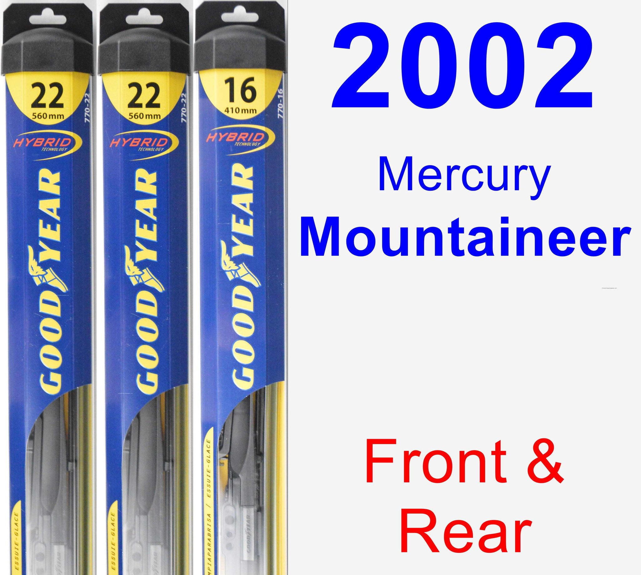 2002 Mercury Mountaineer Wiper Blade Set/Kit (Front & Rear) (3 Blades