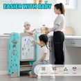 thumbnail image 2 of UNICOO® Multifunctional Kids Step Stool with Double Safety Rails, Height Adjustable, Toddler Tower for Kitchen Countertop and Bathroom with Big Drawing Board & Games (OMLT-Mint Green), 2 of 7
