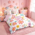 thumbnail image 2 of meiyoeat Cute Floral Alphabet Print 7-Piece Twin Bedding Sets For Girls,Cartoon Flowers Monogrammed S Letter Bedding Comforter Set For Kids,pink Reversible, 2 of 7