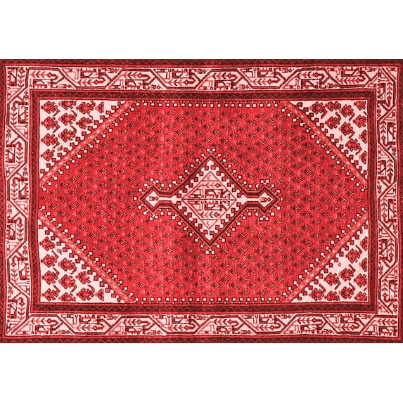 Ahgly Company Indoor Rectangle Medallion Red Traditional Area Rugs, 5' x 7'