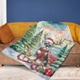 thumbnail image 4 of Merry Christmas Santa Reindeer Antlers Schnauzer Sleigh Xmas Winter Holiday Cozy Fleece Blanket Miniature Schnauzer Dog Lover Warm Soft Throw Blanket - 00023, 4 of 5