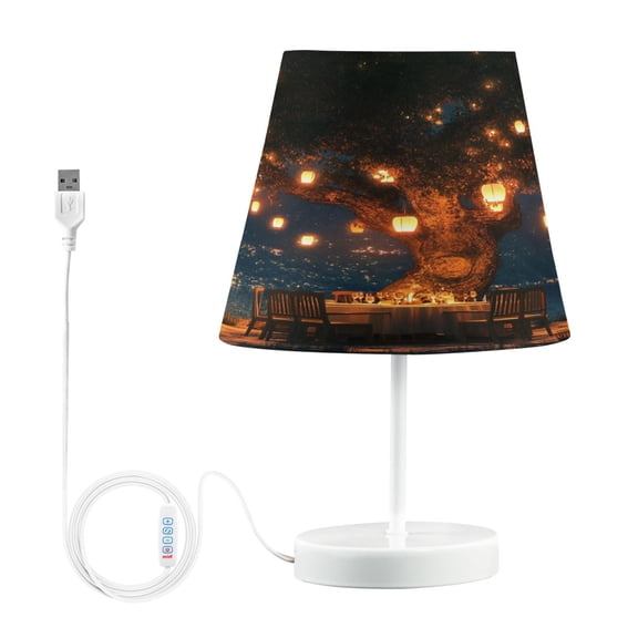 BZSMCE Table Lamp Creative Tree with Lanterns By_lake Simple Pattern Night Light