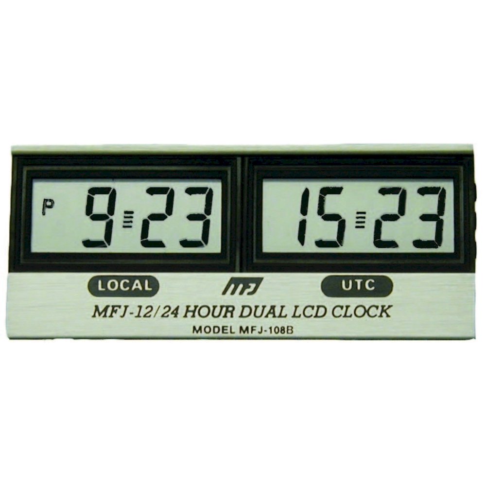 MFJ108B Ham Radio CLOCK, LCD 24/12 HOUR DUAL CLOCK