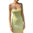 thumbnail image 4 of SAYOO Women's Sling Long Dress Floral Low Cut Backless Sleeveless Back Bandage Casual Dress, 4 of 7