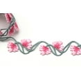 thumbnail image 2 of 1"  Pink/Light Gray Iron on Embroidered Trim, 2 of 3