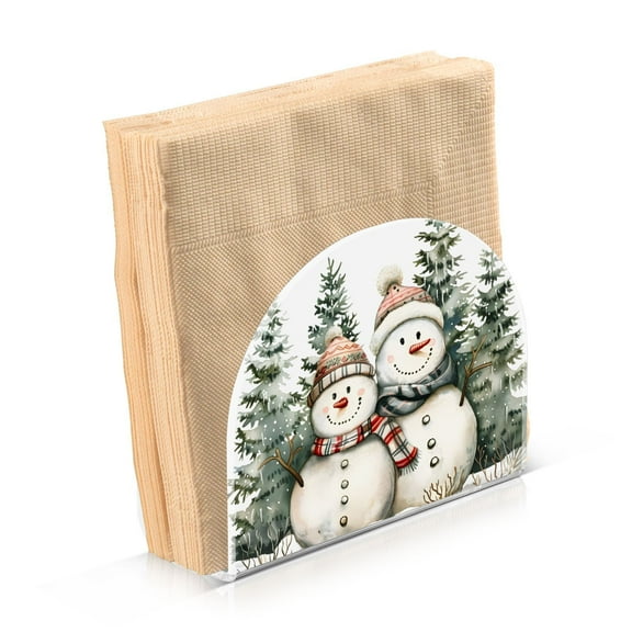 JSTEL Christmas Snowmen Napkin Holder for Table Cocktail Farmhouse, Paper Napkins Dispenser for Home Kitchen Coffee Shop Dining Room Decor
