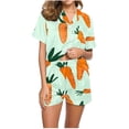 thumbnail image 1 of Jamicy Pyjama Mode Femme Mode Décontractée Imprimé T-Shirt à Manches Courtes à Col à Revers avec Short Ample Confortable Ensemble de Pyjama pour la Maison, 1 of 4