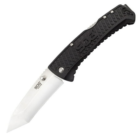 Sog TD1012 3.5-Inch Straight Edge Blade Traction Tanto Pocket Knife,