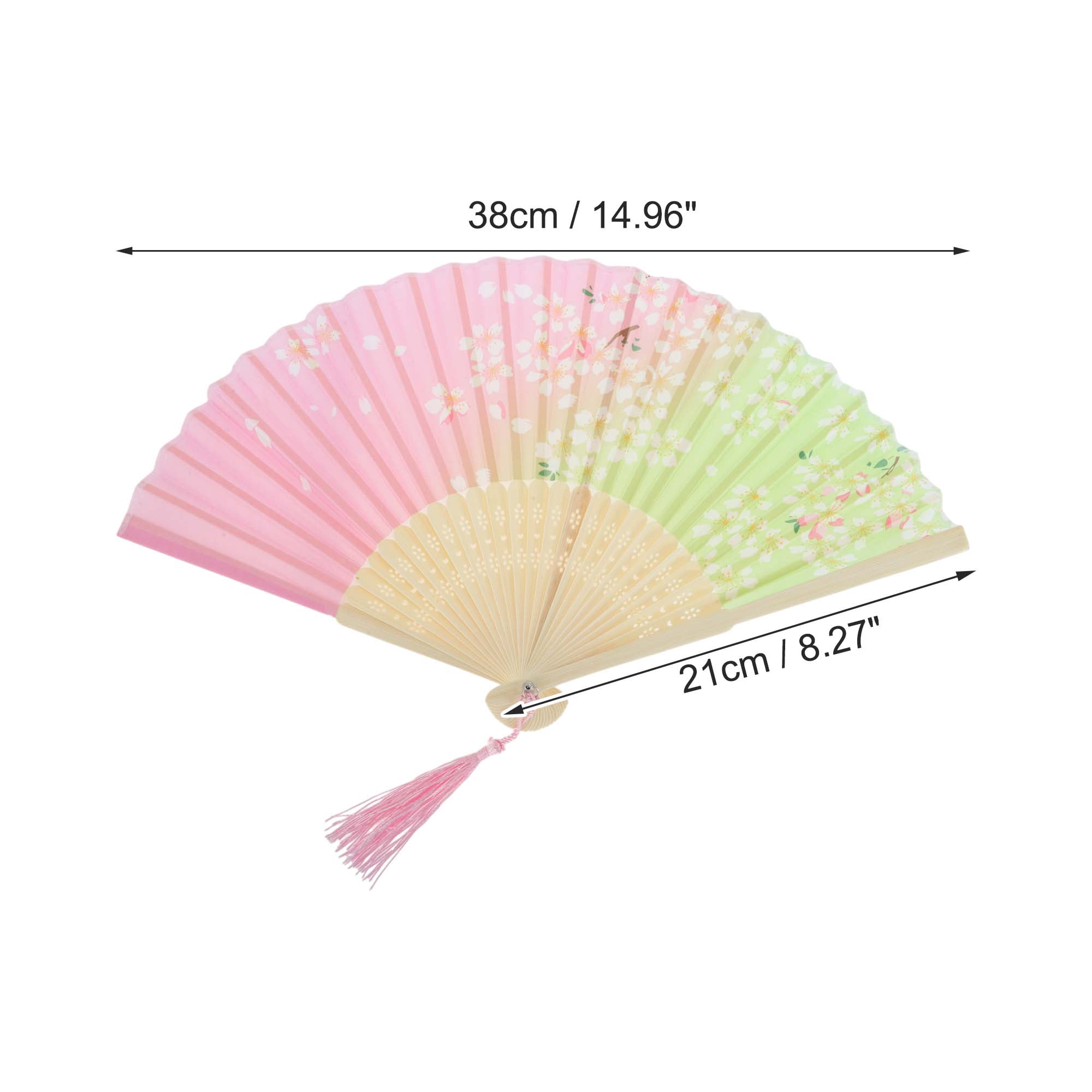 Unique Bargains Ancient Style Folding Fan 1Pc Pink Green [Floral Style]