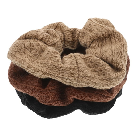 AURARMLET 3Pcs Knit Fabric Hair Scrunchies Elastic Ponytail Hair Ties Vintage Milk