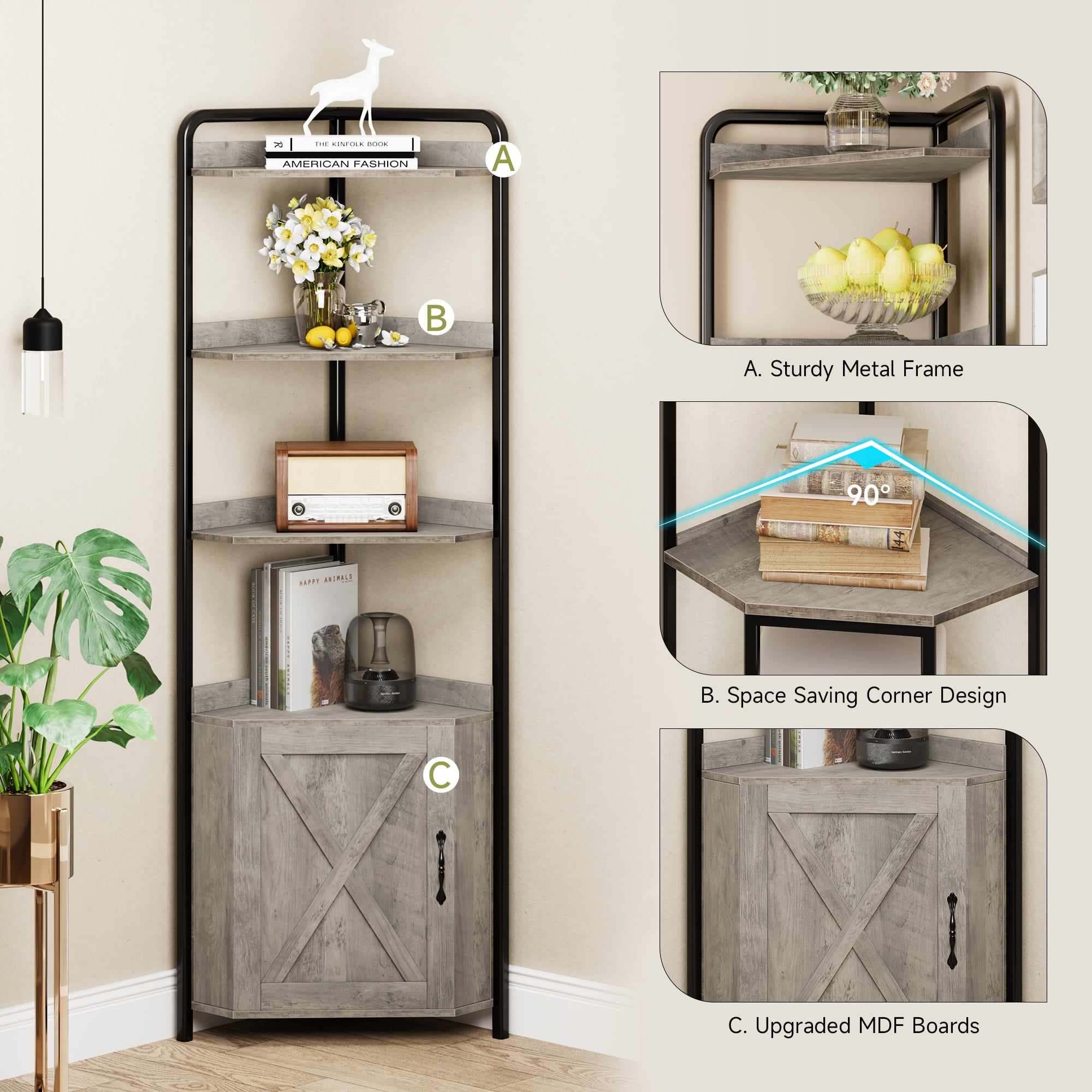 Corner cheap bookshelf farmhouse