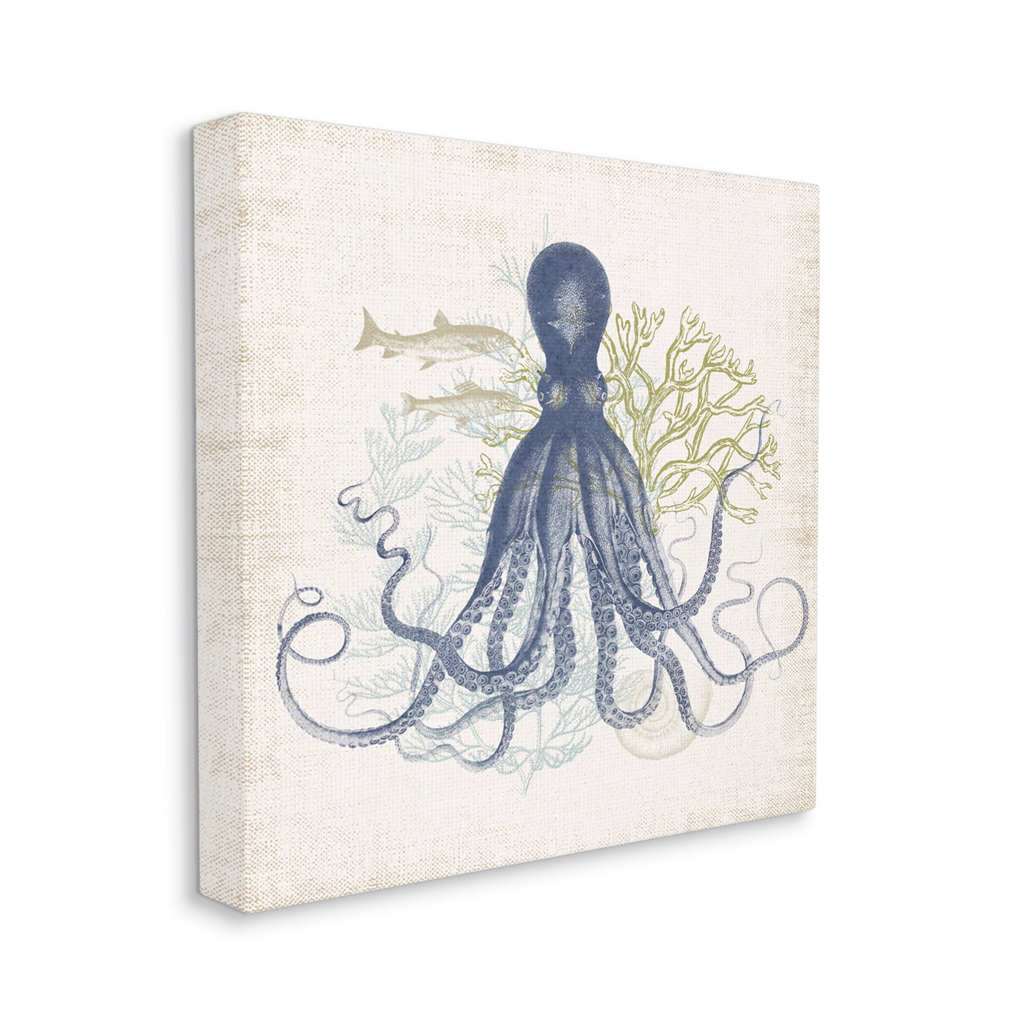 Stupell Industries Octopus Tentacles Layered Fish & Ocean Botanicals Graphic Art Gallery Wrapped Canvas Print Wall Art, Design by Victoria Barnes