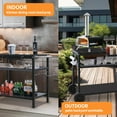thumbnail image 4 of Chariot pour Gril, Support de Four à Pizza, Station de Préparation de bbq Extérieure avec Rangement, Roue, Dessus de Table en Acier Noir, 4 of 7