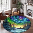 thumbnail image 2 of Round Rug, Aurora Borealis18 Soft Washable Carpet, Non-Slip Floor Mat for Living Room Bedroom Home Decor 71 Inch, 2 of 6