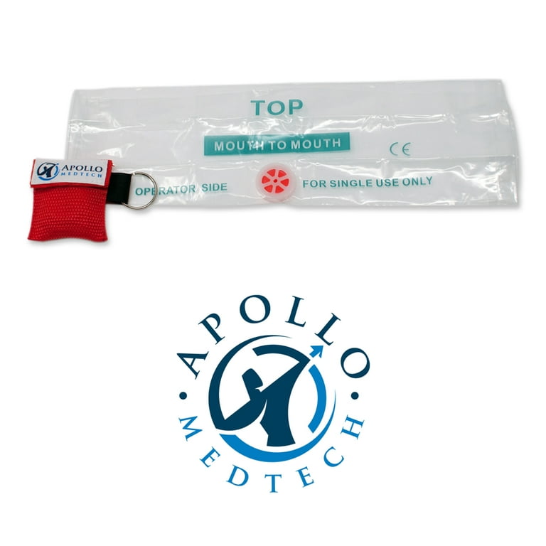 CPR Mask for Pocket or Key chain, CPR Emergency Face Shield with One-way  Valve Breathing Barrier for First Aid or AED Training - Apollo MedTech (12)  