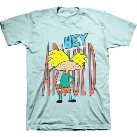 Mens Nickelodeon Hey Arnold! Shirt - Retro Nick Hey Arnold tee - Classic Nick Graphic T-Shirt (Celadon, X-Large)