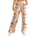 thumbnail image 1 of Fgnfyis Printed Casual Everyday Womens Work Pants Fashionable Trousers for Daily Wear Comfortable Elastic Waist Soft Fabric Flowy Fit Beige XXL, 1 of 5