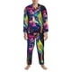 thumbnail image 3 of Balery Neon Pop Art Pitbull Pijama para Hombre de Dos Piezas con Manga Larga, Conjunto de Dormir y Descanso Suave con Bolsillos-XX-Large, 3 of 7