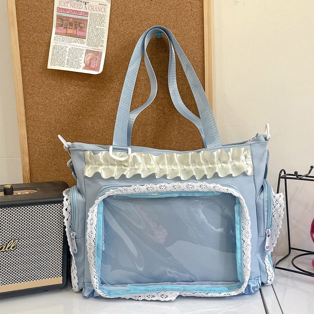Hzzsbu Lace Bow Ita Bag Transparent Pin Display Crossbody